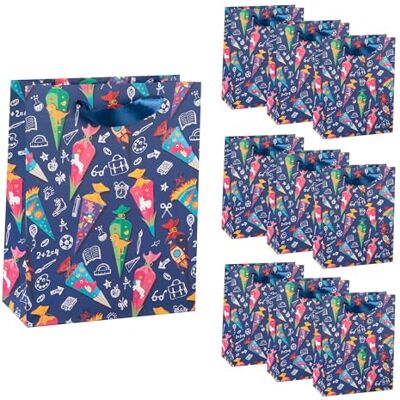 Idena 90542 Cadeauzakjes voor het begin van het schooljaar, 10 stuks, cadeauzakjes van 18 x 23 x 8 cm, kleurrijke papieren zakjes met schoolzakjesmotief Idena 90542 Cadeauzakjes voor het begin van het schooljaar, 10 stuks, cadeauzakjes van 18 x 23 x 8 cm, kleurrijke papieren zakjes met schoolzakjesmotief