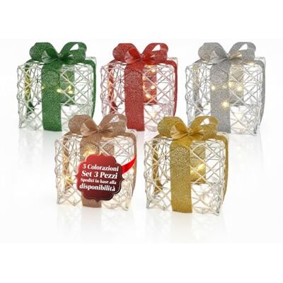 Avilia Set van 3 decoratieve geschenkdozen voor Kerstmis in drie maten met linten, perfect voor kerstdecoraties, set met 3 verschillende maten afhankelijk van de beschikbaarheid Avilia Set van 3 decoratieve geschenkdozen voor Kerstmis in drie maten met linten, perfect voor kerstdecoraties, set met 3 verschillende maten afhankelijk van de beschikbaarheid