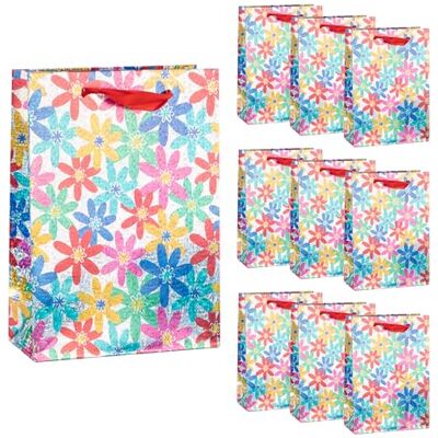 Idena 90547 Cadeauzakjes bloemen, 10 stuks, cadeauzakjes in de afmeting 25 x 34,5 x 8,5 cm, papieren zakjes met holografisch effect Idena 90547 Cadeauzakjes bloemen, 10 stuks, cadeauzakjes in de afmeting 25 x 34,5 x 8,5 cm, papieren zakjes met holografisch effect
