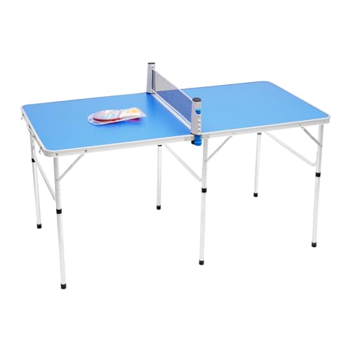 KAUITOPU Opvouwbare tafeltennistafel, tafeltennistafel met tafeltennisnet, 2 batjes, 3 ballen voor binnen en buiten, belastbaarheid 20 kg, 152 x 76 x 76 cm