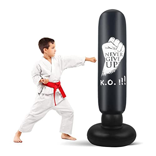 Lseqow Opblaasbare Kids Ponsen Tas Vrijstaande Boksen Tas Kids Vrijstaande Boksen Tas Bounce-Back Bag voor het Oefenen van Karate Taekwondo 62 inch