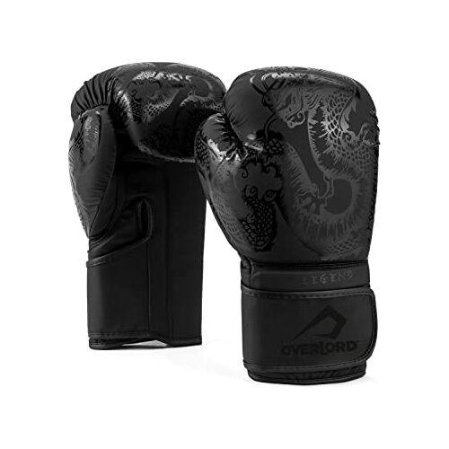 Overlord ® Legend Bokshandschoenen voor heren, voor kickboksen, sparring, box, MMA, bokshandschoenen, bokshandschoenen, zwart, 400 ml