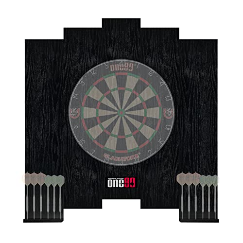 ONE80 Dartboard surround, dartbord, bescherming, dart opvangring voor dartbord, wandbescherming, hout, hout, MDF-dartbord, bescherming, zwart