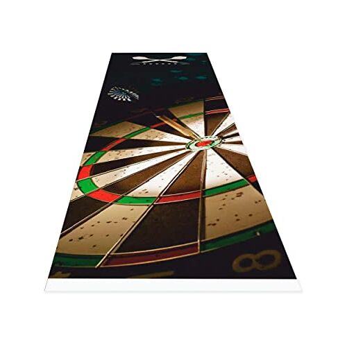 Studio M dartmat 60 x 240 cm vloerbeschermingsmat voor dartbord met oche, professionele dartmat met officiële werplijn 237 cm voor juiste afstand, dartaccessoires, zwart tapijt