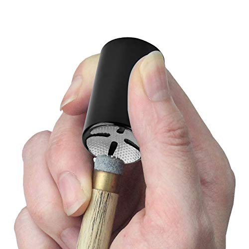 Alomejor Draagbare 2in1 Biljart Biljart Tip Shaper Tool Biljart Tip Pricker, Biljart Tip ShaperFinger Spalken (BLACK)