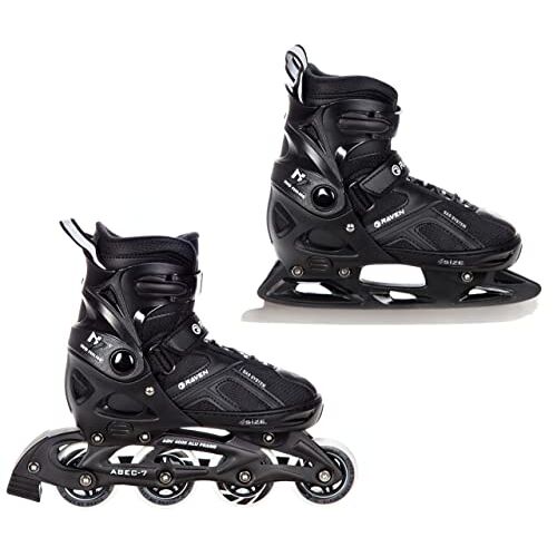 Raven Pulse Inlineskates, inlineskates, verstelbaar, optioneel als 2-in-1 inlineskates/schaatsen, zwart, 43-46 (28-30,5 cm)