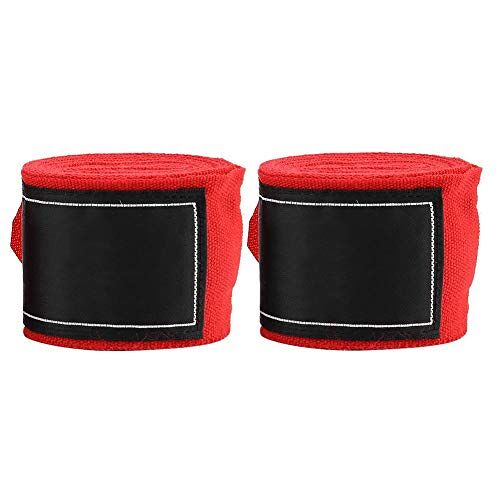 ONDIAN CHUNCIN Boksen katoenen wraps, ademende boksen apparatuur Duurzame boksverbanden, 2 stuks 2,5 m for taekwondo boksen (rood) (Color : Red)