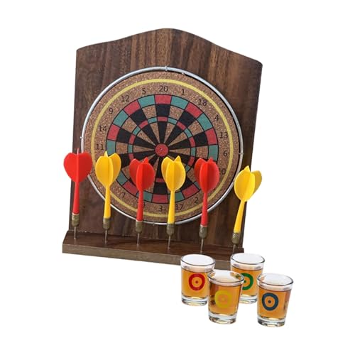 Amagogo Dartbordspel Miniatuur Desk Top Darts met 6 darts Doelborden voor Houten dartbordset voor tuin Fun Party Gunsten