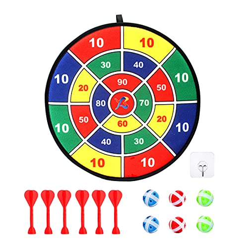 Amindz Opknoping Dartboard,30cm Dart Board Game Set,Dart Board Spel met 6 Ballen 6 Darts 1 Haak,Veilig Klassieke Dartboard Set voor Binnen of Buiten