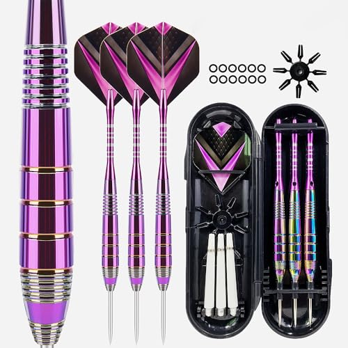 XUBX Dartpijlen met metalen punt, Steeltip dartpijlen, stalen darts pijlset, 19 gram professionele stalen darts, dartpijl, PET-flights in 4 stijlen