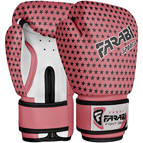 Farabi Sports Bokshandschoen voor kinderen, 4-oz, roze, ster, junior, bokshandschoenen, bokshandschoenen voor kinderen