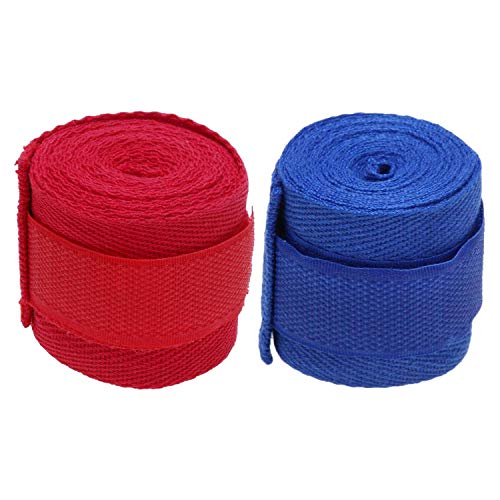 Pyugxab 2 stuks 2,5 m Eslatic katoenen sportband boksverband voor Muay Thai Taekwondo handschoenen wraps rood en blauw