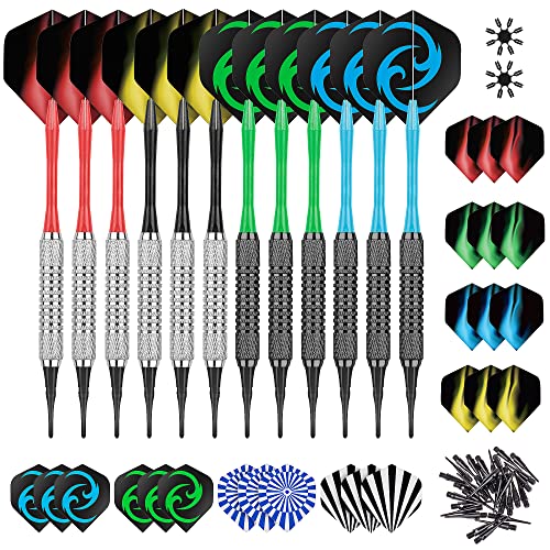 CareGames 12 stuks zachte dartpijlen softdarts 16 gr. en accessoires