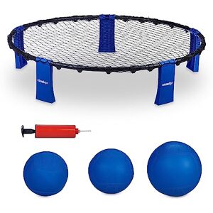 Relaxdays roundnet set, met 3 ballen, roundball met draagtas en pomp, voor tuin, strand of park, zwart/blauw Relaxdays roundnet set, met 3 ballen, roundball met draagtas en pomp, voor tuin, strand of park, zwart/blauw