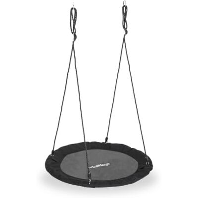 Relaxdays nestschommel, rond, verstelbaar, Ø 90 cm, zwart voor kinderen & volwassenen, tuinschommel, max. 100 kg Relaxdays nestschommel, rond, verstelbaar, Ø 90 cm, zwart voor kinderen & volwassenen, tuinschommel, max. 100 kg