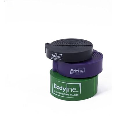 Bodyline -set met 3 sterktes, elastische fitnessbanden, elastische banden voor volledige training, toning, stretching en revalidatie, thuis en in de sportschool Bodyline -set met 3 sterktes, elastische fitnessbanden, elastische banden voor volledige training, toning, stretching en revalidatie, thuis en in de sportschool