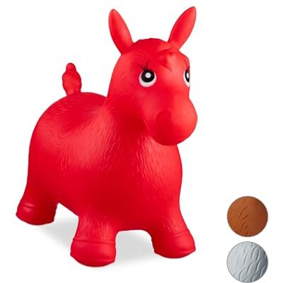 Relaxdays skippy dier paard, inclusief luchtpomp, tot 50 kg, BPA-vrij, voor kinderen, hoefdierspeelgoed, in het rood Relaxdays skippy dier paard, inclusief luchtpomp, tot 50 kg, BPA-vrij, voor kinderen, hoefdierspeelgoed, in het rood