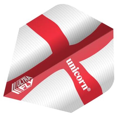 Unicorn UltraFly Dartvluchten Engeland St George Cross Flutter Design Standaard Plus-vorm Ultra duurzaam 100 micron polyester PET Unicorn UltraFly Dartvluchten Engeland St George Cross Flutter Design Standaard Plus-vorm Ultra duurzaam 100 micron polyester PET