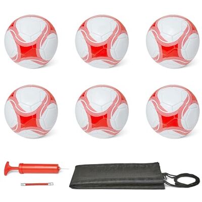 Amazon Basics Voetbal met Pomp Trainingsbal, Duurzame PVC-constructie, Butyl Binnenbal, Gebruik Binnen/Buiten, Machinaal Gestikte Oefenbal, Wit en Rood Amazon Basics Voetbal met Pomp Trainingsbal, Duurzame PVC-constructie, Butyl Binnenbal, Gebruik Binnen/Buiten, Machinaal Gestikte Oefenbal, Wit en Rood
