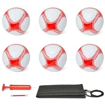 Amazon Basics Voetbal met Pomp Trainingsbal, Duurzame PVC-constructie, Butyl Binnenbal, Gebruik Binnen/Buiten, Machinaal Gestikte Oefenbal, Wit en Rood Amazon Basics Voetbal met Pomp Trainingsbal, Duurzame PVC-constructie, Butyl Binnenbal, Gebruik Binnen/Buiten, Machinaal Gestikte Oefenbal, Wit en Rood