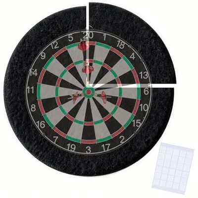 Relaxdays dartbord beschermring, 4-delig, Ø 60 cm, vilt, surround, wand, incl. plakpads, zwart Relaxdays dartbord beschermring, 4-delig, Ø 60 cm, vilt, surround, wand, incl. plakpads, zwart