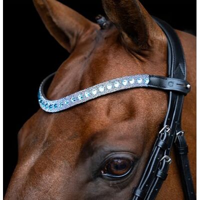 Imperial Riding IRHSlim Hoofdband, smalle leren hoofdband met glazen strasssteentjes en stiftsluiting, blauw, volledig Imperial Riding IRHSlim Hoofdband, smalle leren hoofdband met glazen strasssteentjes en stiftsluiting, blauw, volledig