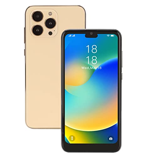 Fussbudget I14proMax Smartphone voor11.0, 6.1in 4GB RAM 32GB ROM MTK6889 Mobiele Telefoon Voorkant 8MP Achterkant 16MP 1440x3200-100‑240V (Goud) (EU-stekker 100 tot 240V)