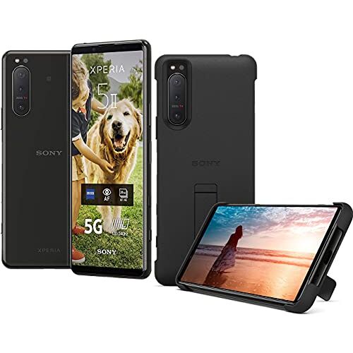 Sony Xperia 5 II 5G Smartphone (15,5 cm (6,1 inch) 21:9 CinemaWide FHD+ HDR OLED-display, drievoudig camerasysteem, Android 12, SIM Free, 8 GB RAM, 128 GB geheugen) incl. Case Zwart, XQAS52C0B-AMA.YD