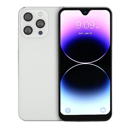 CCYLEZ I14 Pro Max Mobiele Telefoon 5G Dual Band Wifi 8BG 256GB 6,7 Inch 4G Ontgrendelde Mobiele Telefoon voor Android 12-systeem met 16MP Camera aan de Voorkant 32MP Camera aan (WHITE)