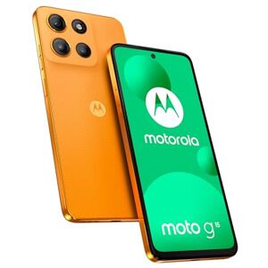 Motorola Moto G15 128 GB, smartphone ontgrendeld, 6,72 inch display, 50 MP camera, 5200 mAh batterij met hoge capaciteit, oranje mandarijn, beschermhoes en USB C-kabel inbegrepen Motorola Moto G15 128 GB, smartphone ontgrendeld, 6,72 inch display, 50 MP camera, 5200 mAh batterij met hoge capaciteit, oranje mandarijn, beschermhoes en USB C-kabel inbegrepen