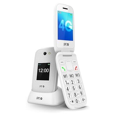 SPC Harmony 2 mobiele telefoon voor ouderen, grote sleutels, 4G en twee krasbestendige displays (2,8 inch + 1,7 inch), SOS-knop en ICE-profiel, volume 104 dB, compatibel met oortelefoons, wit SPC Harmony 2 mobiele telefoon voor ouderen, grote sleutels, 4G en twee krasbestendige displays (2,8 inch + 1,7 inch), SOS-knop en ICE-profiel, volume 104 dB, compatibel met oortelefoons, wit