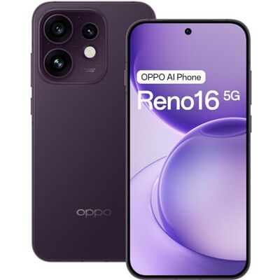Oppo Reno16 5G Smartphone 512GB 8GB RAM Twilight Violet, Dual SIM + eSIM, 6.32" 120Hz AMOLED, 50MP Triple Camera 3.5X Telezoom, 80W SUPERVOOC, 6000mAh, IP69, Android 16 Oppo Reno16 5G Smartphone 512GB 8GB RAM Twilight Violet, Dual SIM + eSIM, 6.32" 120Hz AMOLED, 50MP Triple Camera 3.5X Telezoom, 80W SUPERVOOC, 6000mAh, IP69, Android 16
