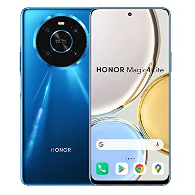HONOR Magic4 Lite 4G Smartphone 6 GB + 128 GB met 64 MP camera, groot display 6,81 inch + 120 Hz, Snapdragon 610, 66 W supercharge in 4800 mAh accu, ES-versie, Ocean Blue HONOR Magic4 Lite 4G Smartphone 6 GB + 128 GB met 64 MP camera, groot display 6,81 inch + 120 Hz, Snapdragon 610, 66 W supercharge in 4800 mAh accu, ES-versie, Ocean Blue
