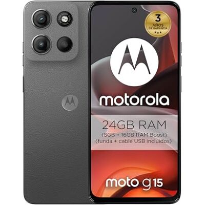 Motorola Moto g15 24 GB Tornado (8 GB + 16 GB RAM Boost)/512 GB grijs, Spanje, 17,8 cm (6,72 inch) FHD+ display, 50 MP camerasysteem en ultragroothoeklens, batterij 5200 mAh, TurboPower 18 W, zachte afwerking Motorola Moto g15 24 GB Tornado (8 GB + 16 GB RAM Boost)/512 GB grijs, Spanje, 17,8 cm (6,72 inch) FHD+ display, 50 MP camerasysteem en ultragroothoeklens, batterij 5200 mAh, TurboPower 18 W, zachte afwerking