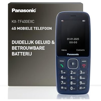 Panasonic KX-TF400EXC 4G Mobiele Telefoon, VoLTE, 280 Uur Standby, USB-C opladen, 2,4 Inch Scherm, Bluetooth, Zaklamp LED, Camera, IP44 Waterbestendig, Blauw Panasonic KX-TF400EXC 4G Mobiele Telefoon, VoLTE, 280 Uur Standby, USB-C opladen, 2,4 Inch Scherm, Bluetooth, Zaklamp LED, Camera, IP44 Waterbestendig, Blauw