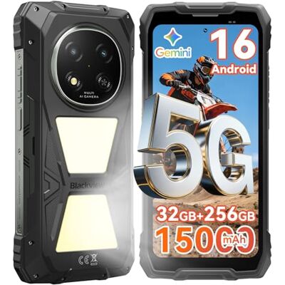 Blackview Rock 2 Pro onbreekbare telefoon, Android 16 smartphone, onbreekbaar, 5G, 32 GB + 256 GB, 6,67 inch HD+ display, 120 Hz, 15000 mAh, IP69K, 16 MP + 13 MP AI camera, NFC/OTG/GPS/Gemini AI/Glove Blackview Rock 2 Pro onbreekbare telefoon, Android 16 smartphone, onbreekbaar, 5G, 32 GB + 256 GB, 6,67 inch HD+ display, 120 Hz, 15000 mAh, IP69K, 16 MP + 13 MP AI camera, NFC/OTG/GPS/Gemini AI/Glove