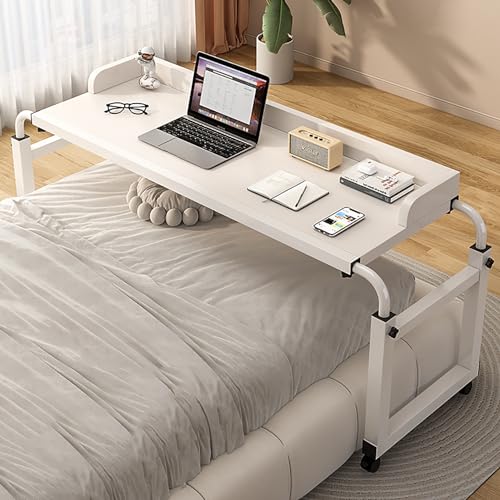 ZAIHW Overbedtafel met wielen, over de bedtafel met wielen, over bedtafel met wielen, verstelbare in hoogte verstelbare mobiele tafel werkt als laptopkar, computertafel, bedtafel voor thuis of ziekenhuis