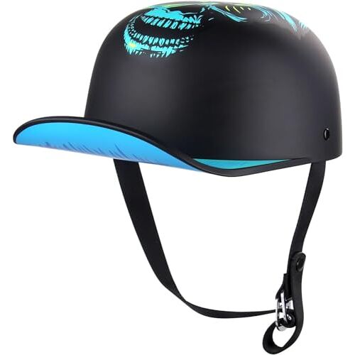 QiuShuiDr Duitse Stijl Open-gezicht Helm Motorfiets Half Helm Vintage Jet-Helmet Duitse DOT/ECE Goedgekeurd Baseball Cap Met Quick Release Gesp Half Shell Helm Voor Fietser Cruiser Scooter ( Color : 1 , Size :