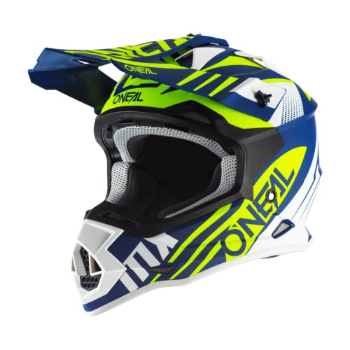 O'NEAL Motocross Helm   MX Enduro   ABS Shell, Veiligheidsnorm ECE 22.05, Ventilatiegaten voor optimale ventilatie & koeling   2SRS Helm Spyde 2.0   Volwassen   Blauw Wit Geel   Maat XL