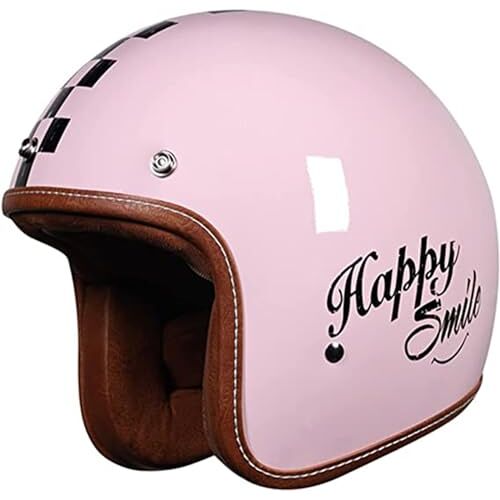 GZEZHA DOT goedgekeurde motorfiets halve helm voor volwassenen heren retro Duitse stijl 3/4 open helm cap kruishelm voor bromfiets scooter chopper C,M/{57~58cm}