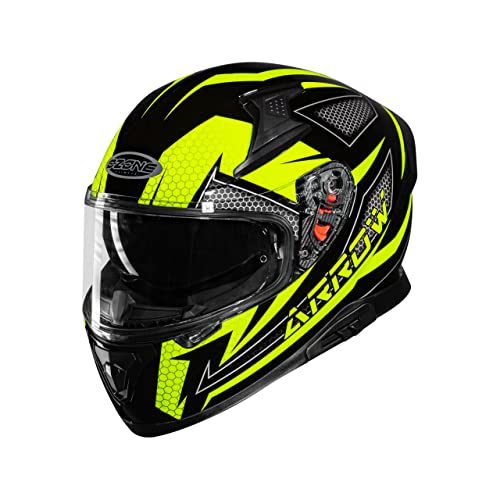 OZONE MOTO Arrow Motorhelm, brede kijkhoek, 2 maten, EPS (geëxpandeerd polystyreen), talrijke ventilatiekanalen, zonneklep, anti-condens-vizier