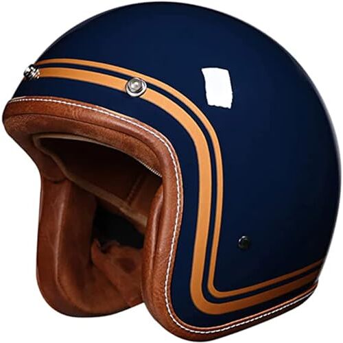 GZEZHA DOT goedgekeurde motorfiets halve helm voor volwassenen heren retro Duitse stijl 3/4 open helm cap kruishelm voor bromfiets scooter chopper E,L/{59~60cm}