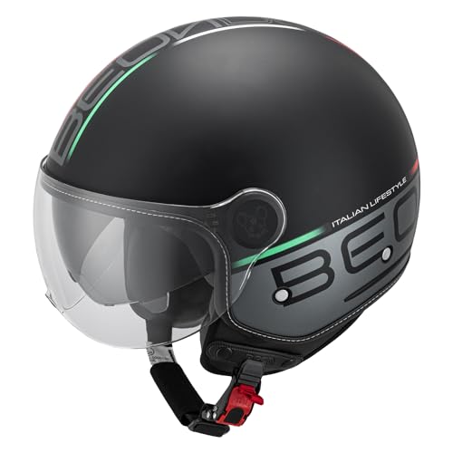 Beon Lifestyle Jethelm met vizier Scooter Helm, Brommer Helm, Snorfiets Helm, Scooter Helm & Jethelm Motor Retro Helm -