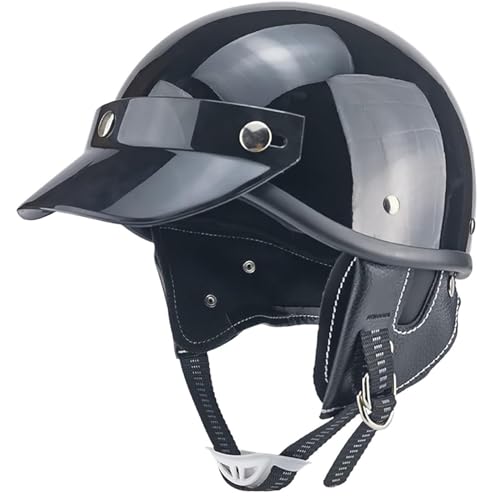 QiuShuiDr Retro open gezicht motorfietshelm, Vintage Duitse stijl motorfiets halve helm DOT / ECE goedgekeurd motorfiets Jet-Helmet Baseball Cap halve helmen voor fietser Cruiser Scooter ( Color : B , Size : XL