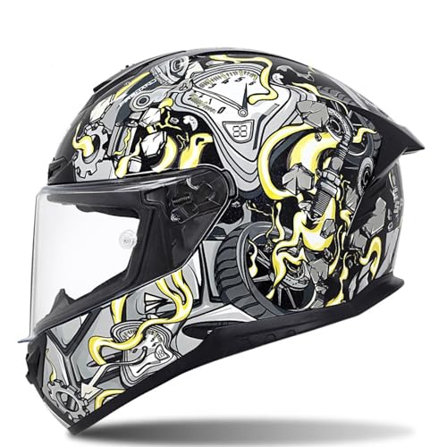 ZHXIANG Motorhelm met volledig gezicht, Rapid Street-helm met volledig gezicht, Street Touring-motorhelm, Street Bike-motorcrosshelm, DOT/ECE goedgekeurd B,3XL=62-63CM