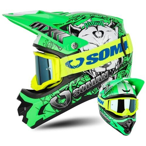 STRTG Integraal MTB-Helm Motocrosshelm Voor Heren En Dames Afneembaar Interieur Dubbele Ringsluiting Volwassen Enduro Downhillhelm Kruishelm ECE 22.05 Goedgekeurd D,L 58-59CM