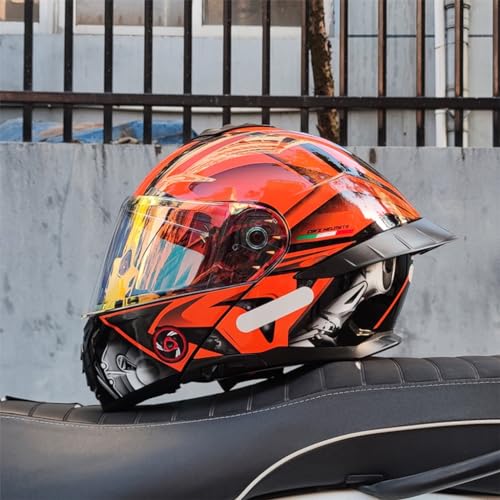 TS TAC-SKY Motorhelmen Volledig Gezicht Racehelm Met Dubbele Lens Sterke Weerstand Off-road Helm DOT Goedgekeurd ( Color : #2 , Size : L(56-57CM) )