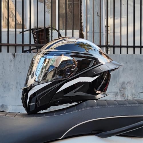 TS TAC-SKY Motorhelmen Volledig Gezicht Racehelm Met Dubbele Lens Sterke Weerstand Off-road Helm DOT Goedgekeurd ( Color : #4 , Size : XL(58-59CM) )