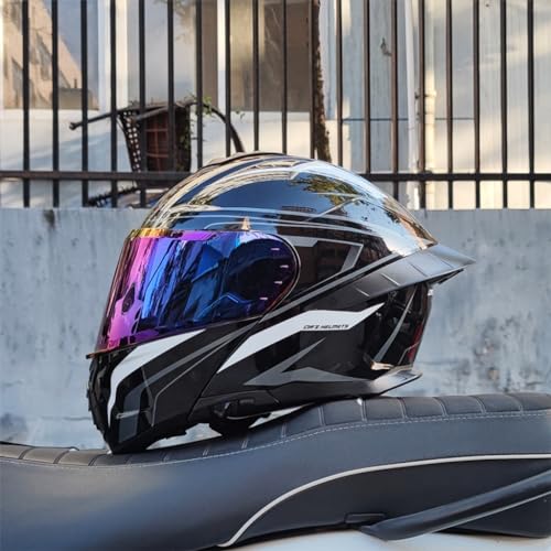 TS TAC-SKY Motorhelmen Volledig Gezicht Racehelm Met Dubbele Lens Sterke Weerstand Off-road Helm DOT Goedgekeurd ( Color : #3 , Size : M(54-55CM) )