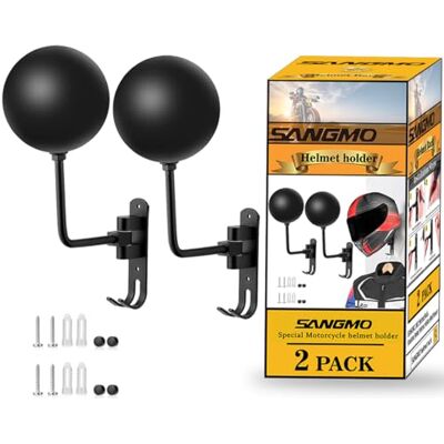 SANGMO 180° motorhelmrek, roterende metalen helmhouder, wandgemonteerde helmrek, motorfiets met 2 haken, helmhanger voor motorfietsjassen, petten, honkballen en rugbyhelm (2 stuks) SANGMO 180° motorhelmrek, roterende metalen helmhouder, wandgemonteerde helmrek, motorfiets met 2 haken, helmhanger voor motorfietsjassen, petten, honkballen en rugbyhelm (2 stuks)